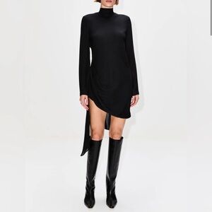 BRANDON MAXWELL $1395 Raina Mini Scarf Neck Draped 100% Silk LBD Dress NWT